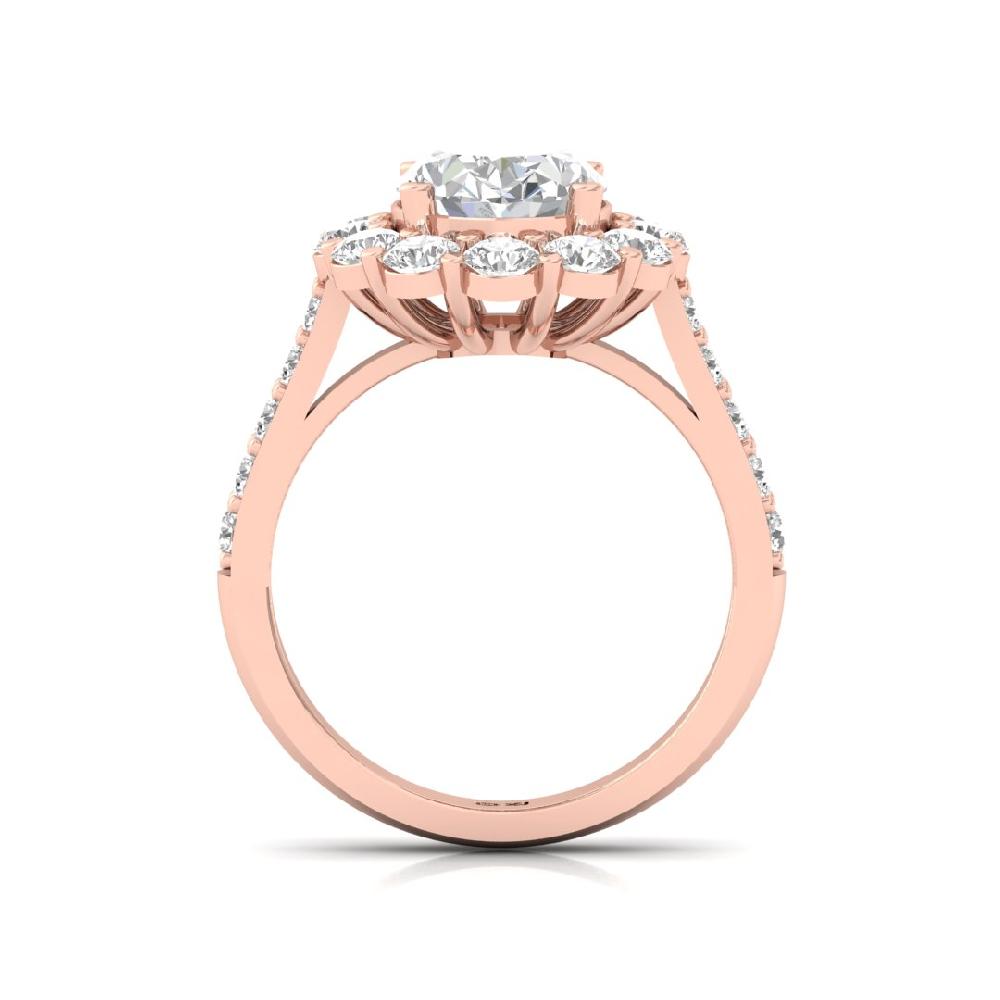 Oval & Round Lab grown Solitaire Diamond sliver & Gold Ring