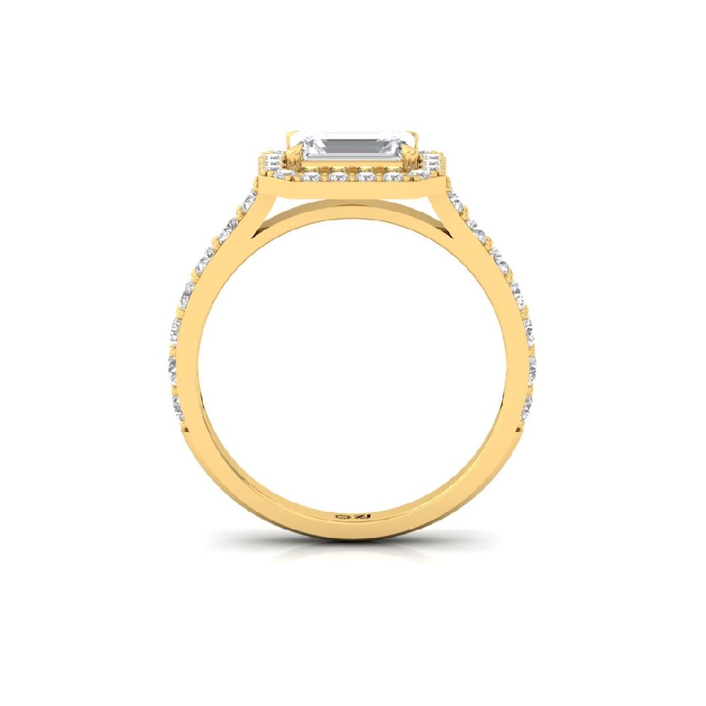 Round Cut & Emerald Cut, Halo Solitaire CVD-Lab grown Diamond Ring