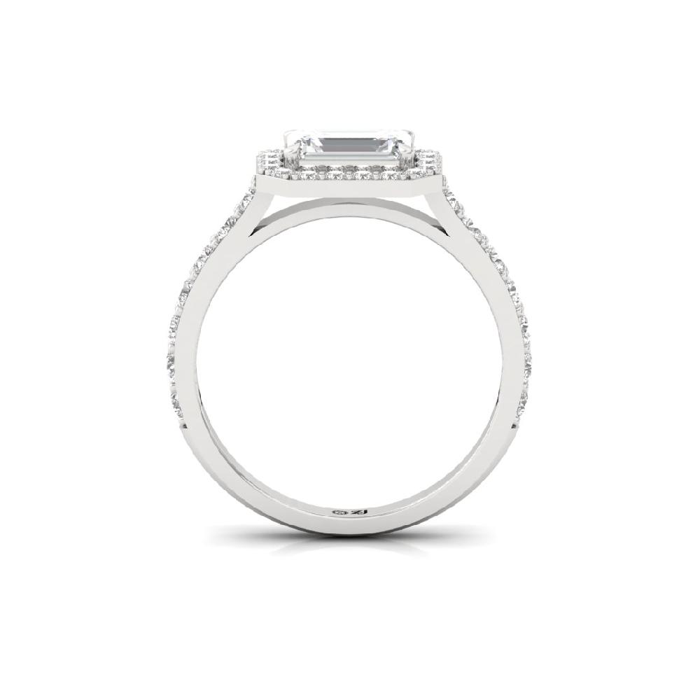 Round Cut & Emerald Cut, Halo Solitaire CVD-Lab grown Diamond Ring