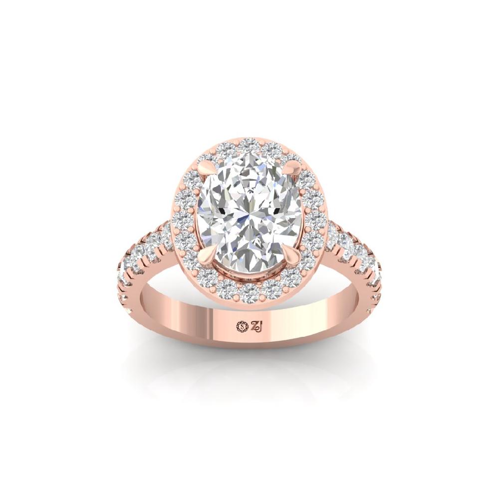 Oval-Cut CVD-Lab Grown Diamond Curved Majestic Glow Solitaire Ring