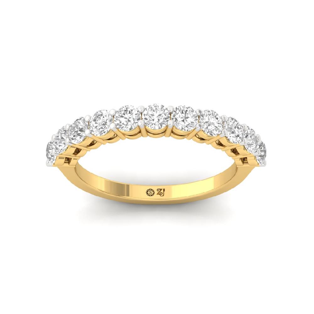 Round Lab Grown Diamond half eternity sliver & gold Ring