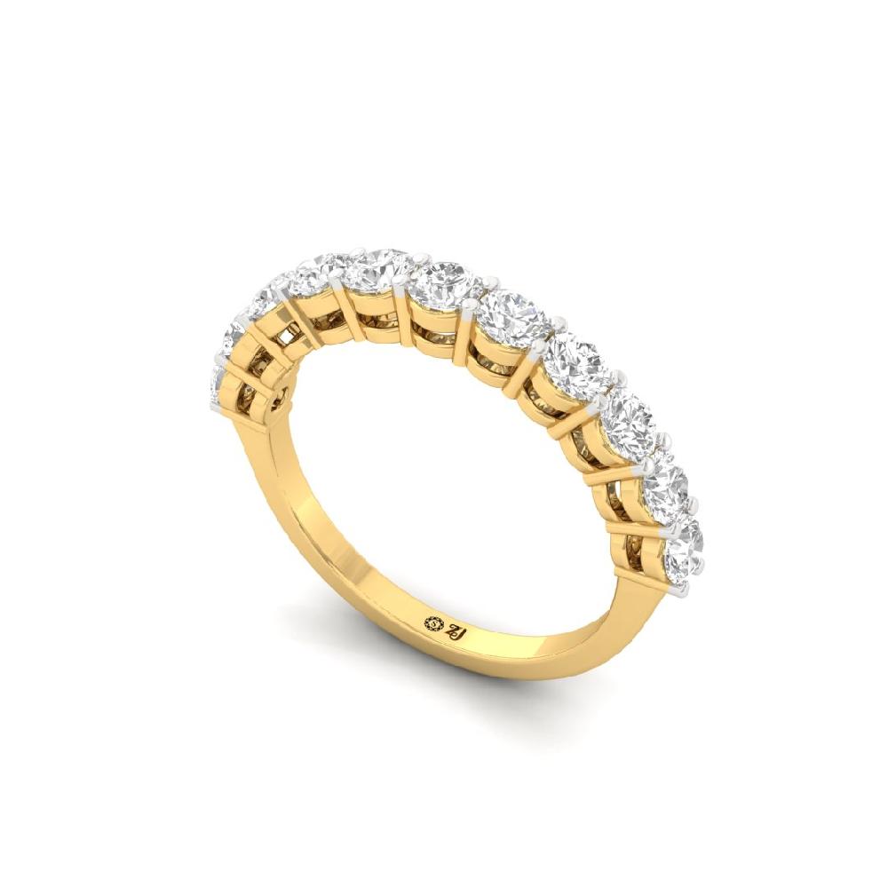 Round Lab Grown Diamond half eternity sliver & gold Ring