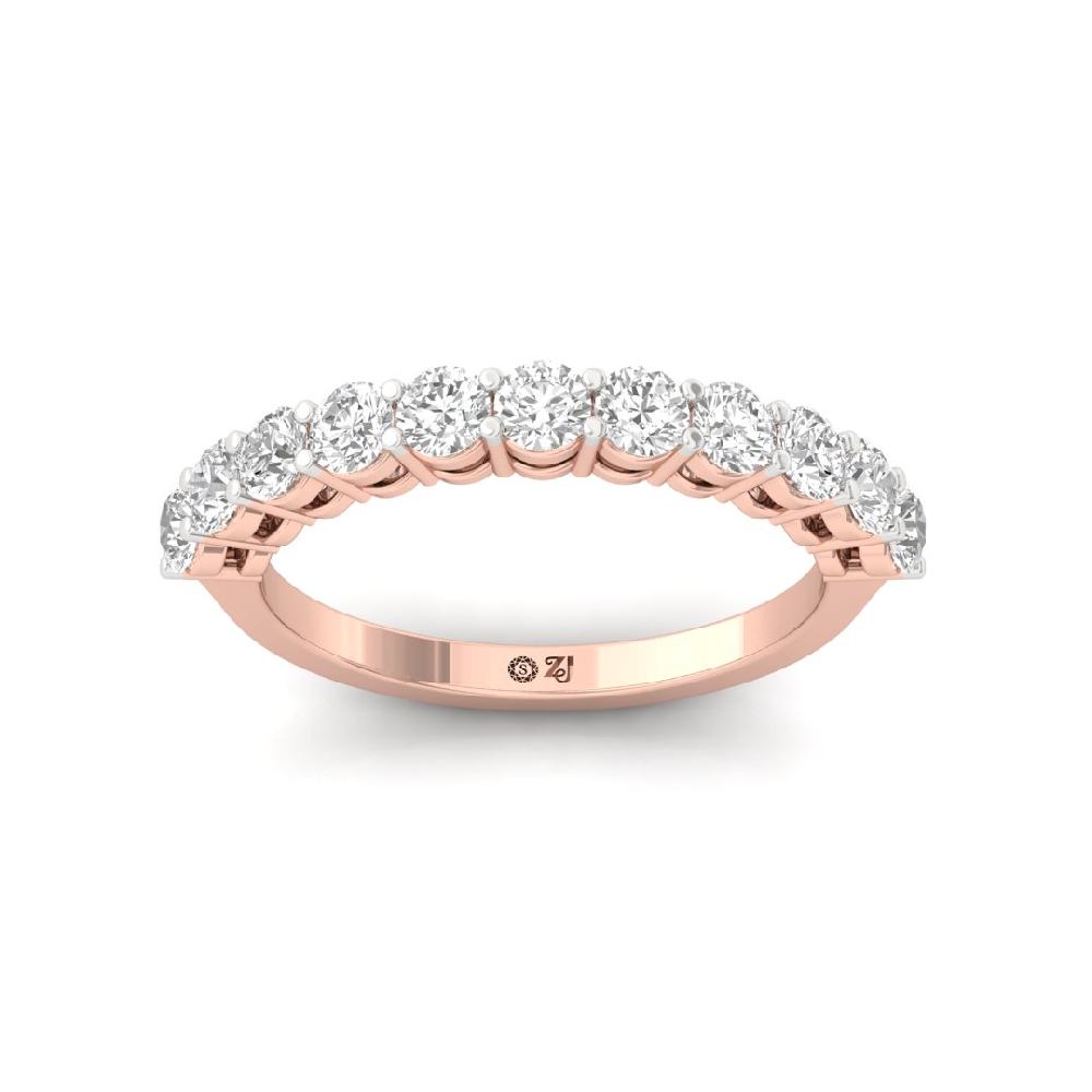 Round Lab Grown Diamond half eternity sliver & gold Ring