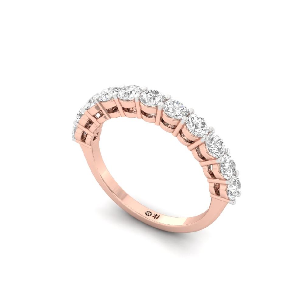 Round Lab Grown Diamond half eternity sliver & gold Ring
