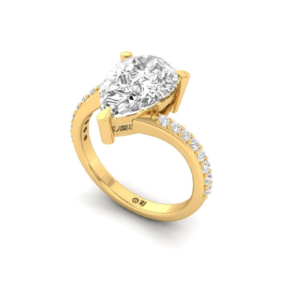 Pear & Round Lab grown Solitaire Diamond sliver Ring