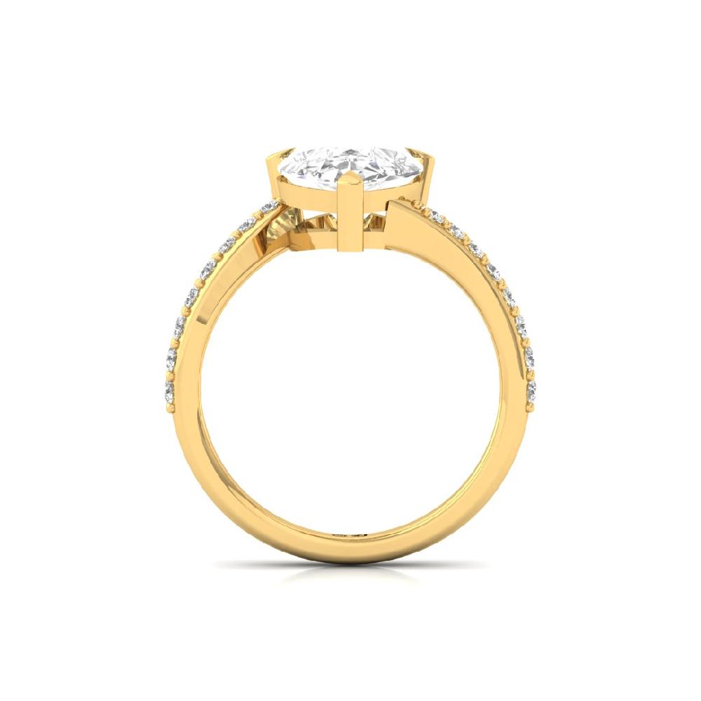 Pear & Round Lab grown Solitaire Diamond sliver Ring