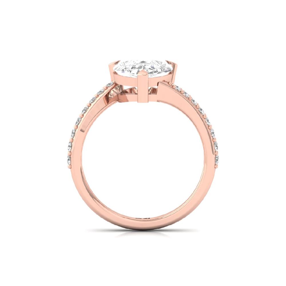 Pear & Round Lab grown Solitaire Diamond sliver Ring