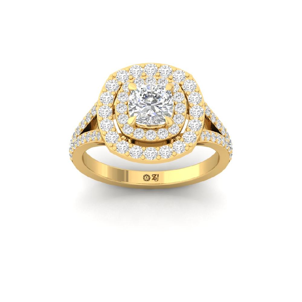 Cushion & Round Halo Solitaire Lab grown Diamond sliver Ring
