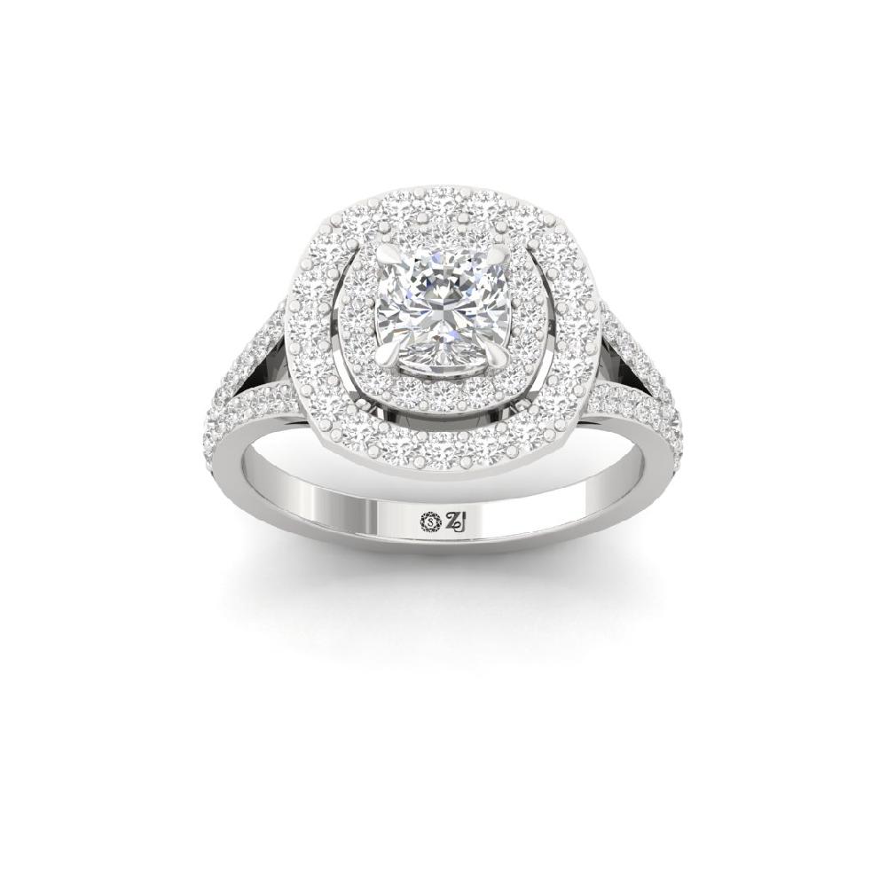 Cushion & Round Halo Solitaire Lab grown Diamond sliver Ring