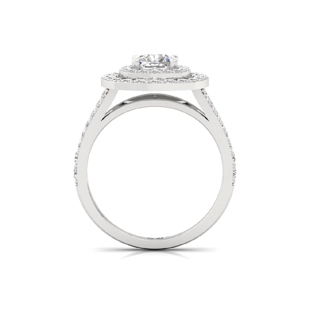 Cushion & Round Halo Solitaire Lab grown Diamond sliver Ring
