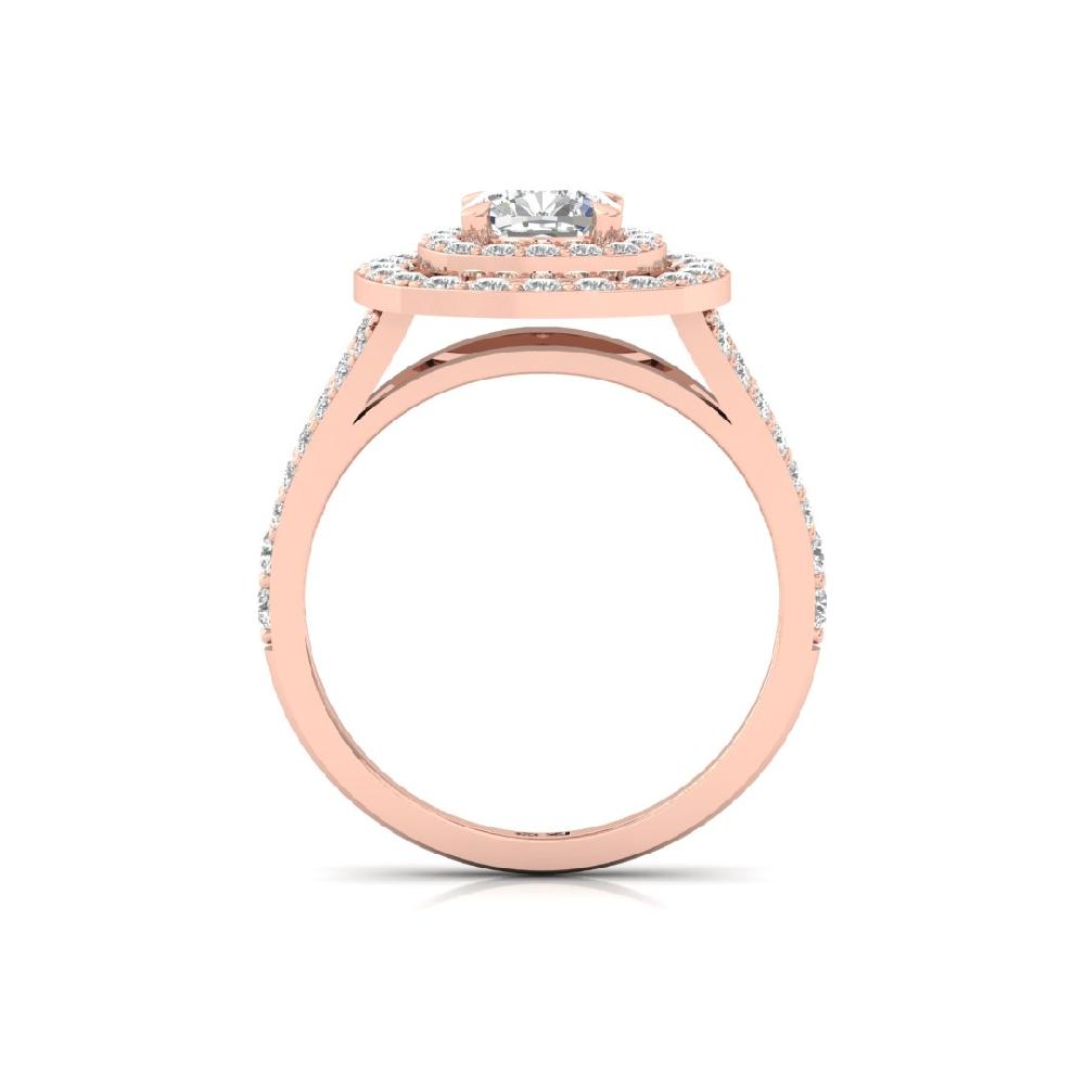 Cushion & Round Halo Solitaire Lab grown Diamond sliver Ring