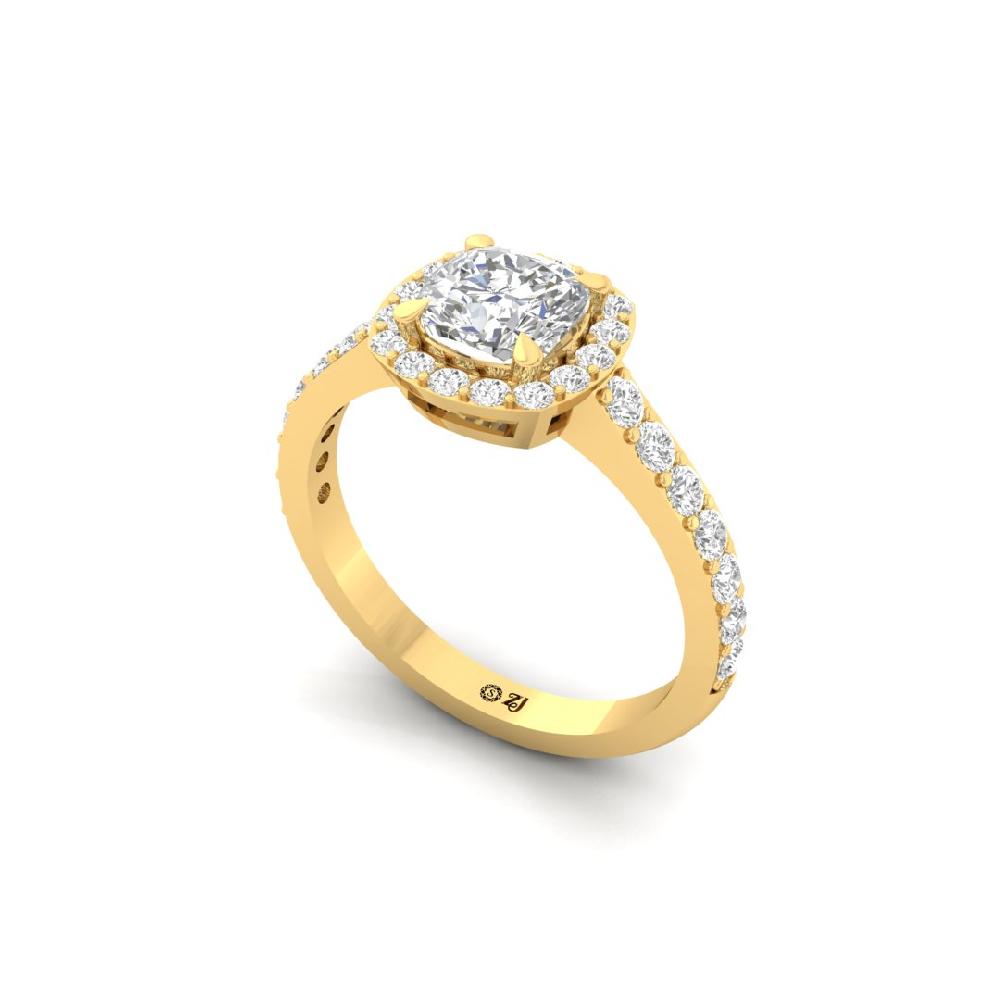 Cushion-Cut Lab Grown Diamond Halo Solitaire Ring