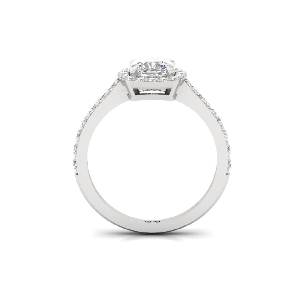 Cushion-Cut Lab Grown Diamond Halo Solitaire Ring