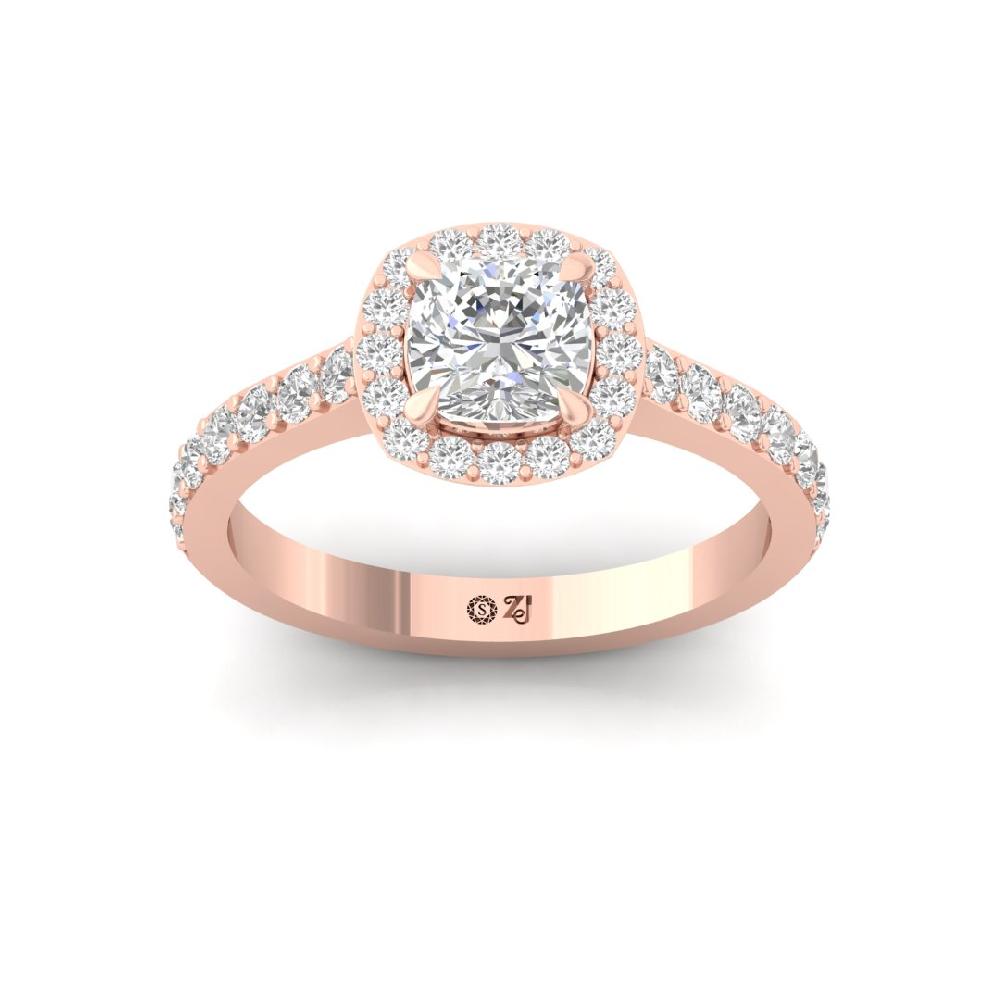 Cushion-Cut Lab Grown Diamond Halo Solitaire Ring