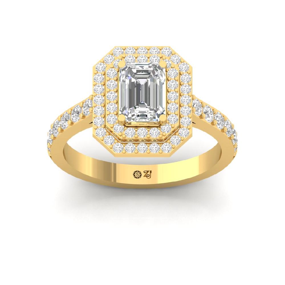 Round Cut, Emerald Cut, Prong Setting Halo Solitaire CVD-Lab grown Diamond sliver Ring
