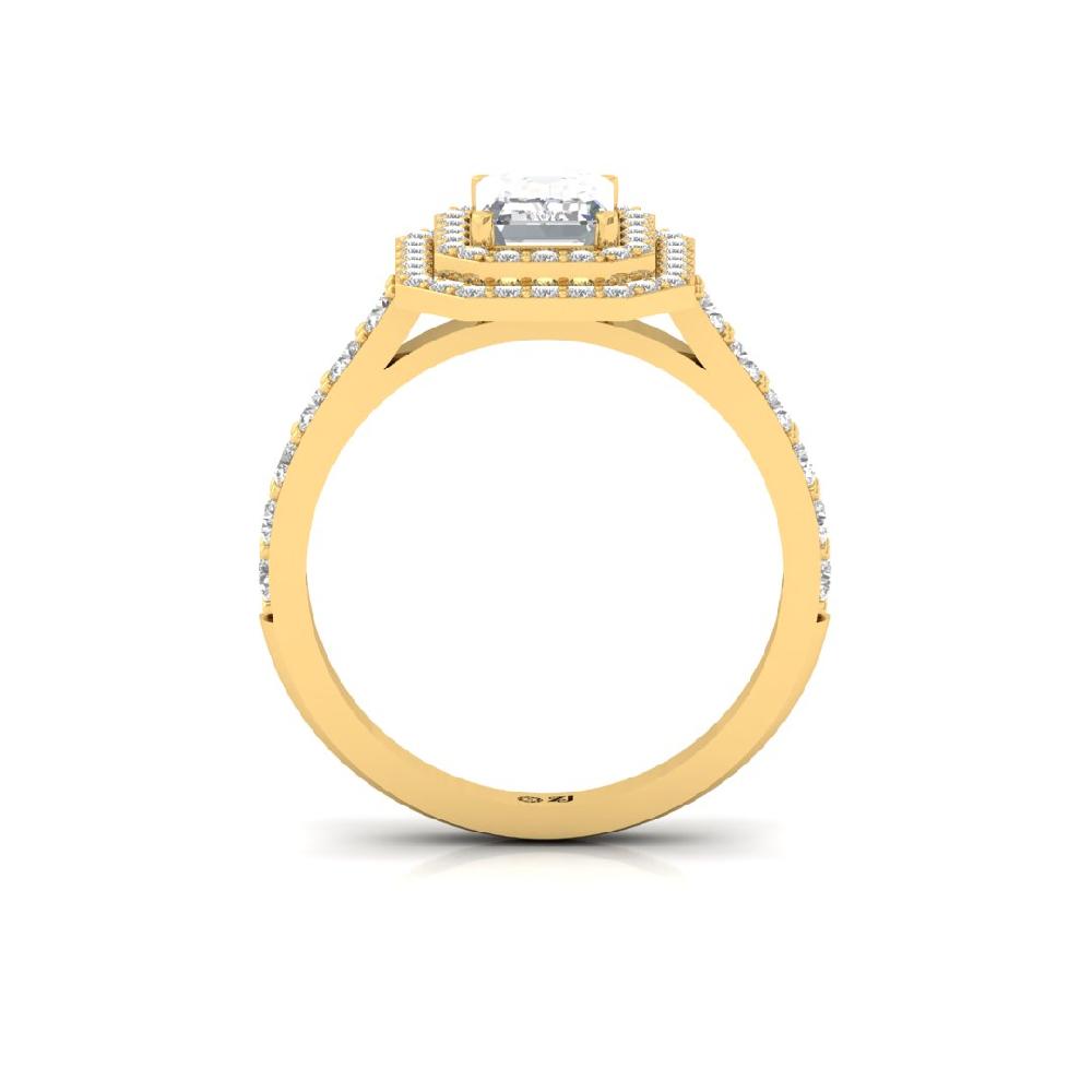 Round Cut, Emerald Cut, Prong Setting Halo Solitaire CVD-Lab grown Diamond sliver Ring