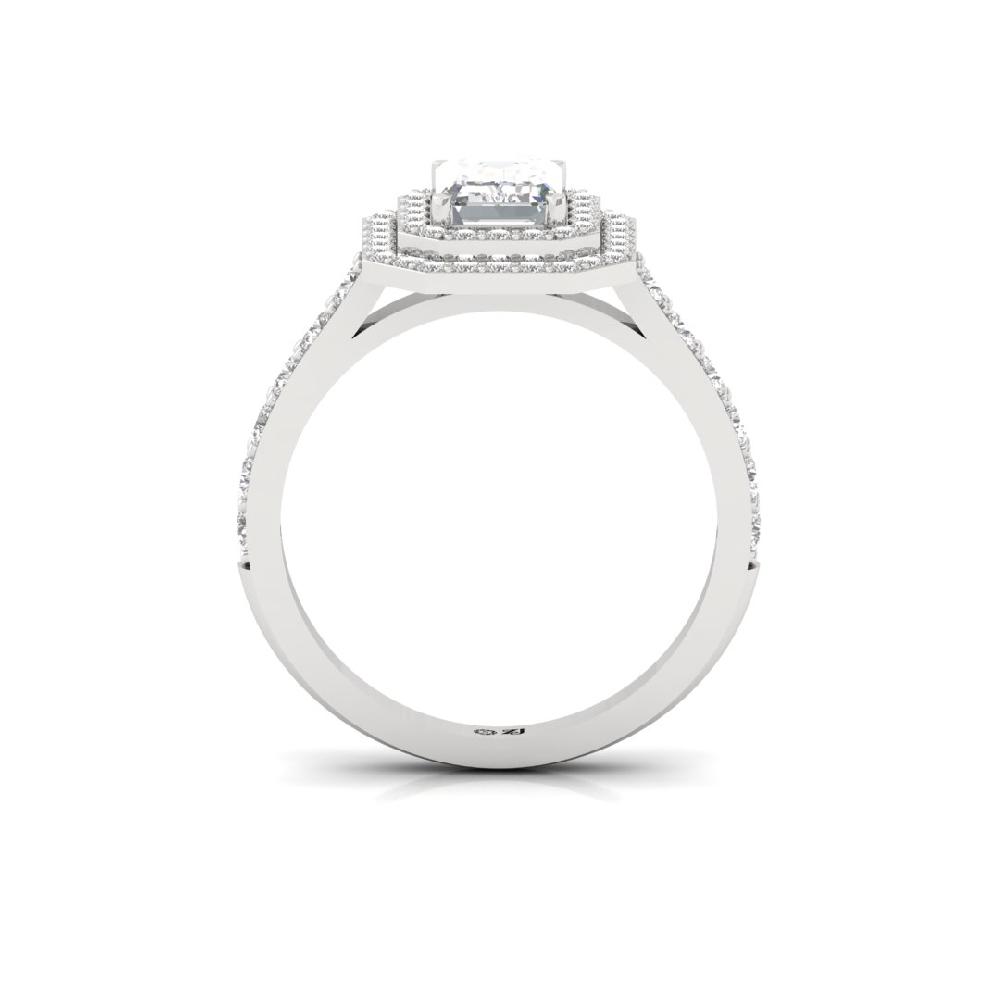 Round Cut, Emerald Cut, Prong Setting Halo Solitaire CVD-Lab grown Diamond sliver Ring