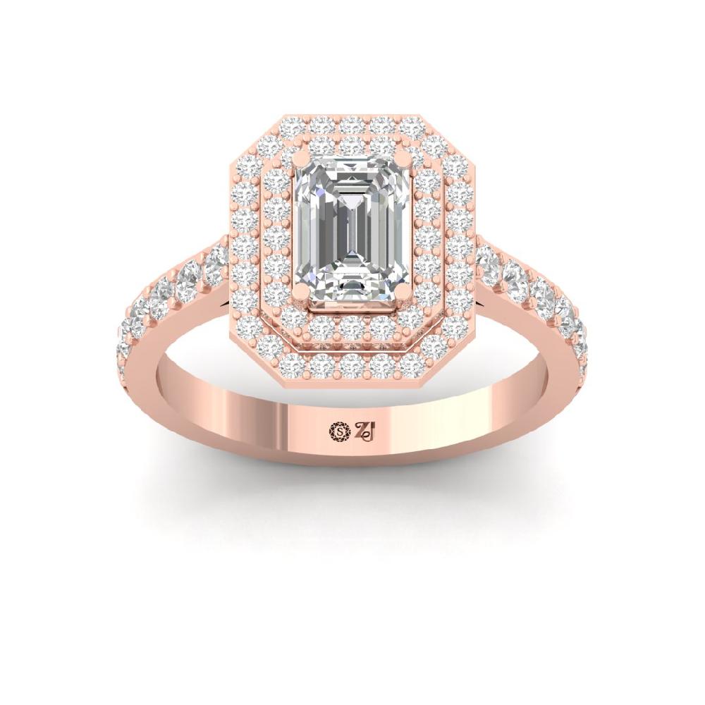 Round Cut, Emerald Cut, Prong Setting Halo Solitaire CVD-Lab grown Diamond sliver Ring