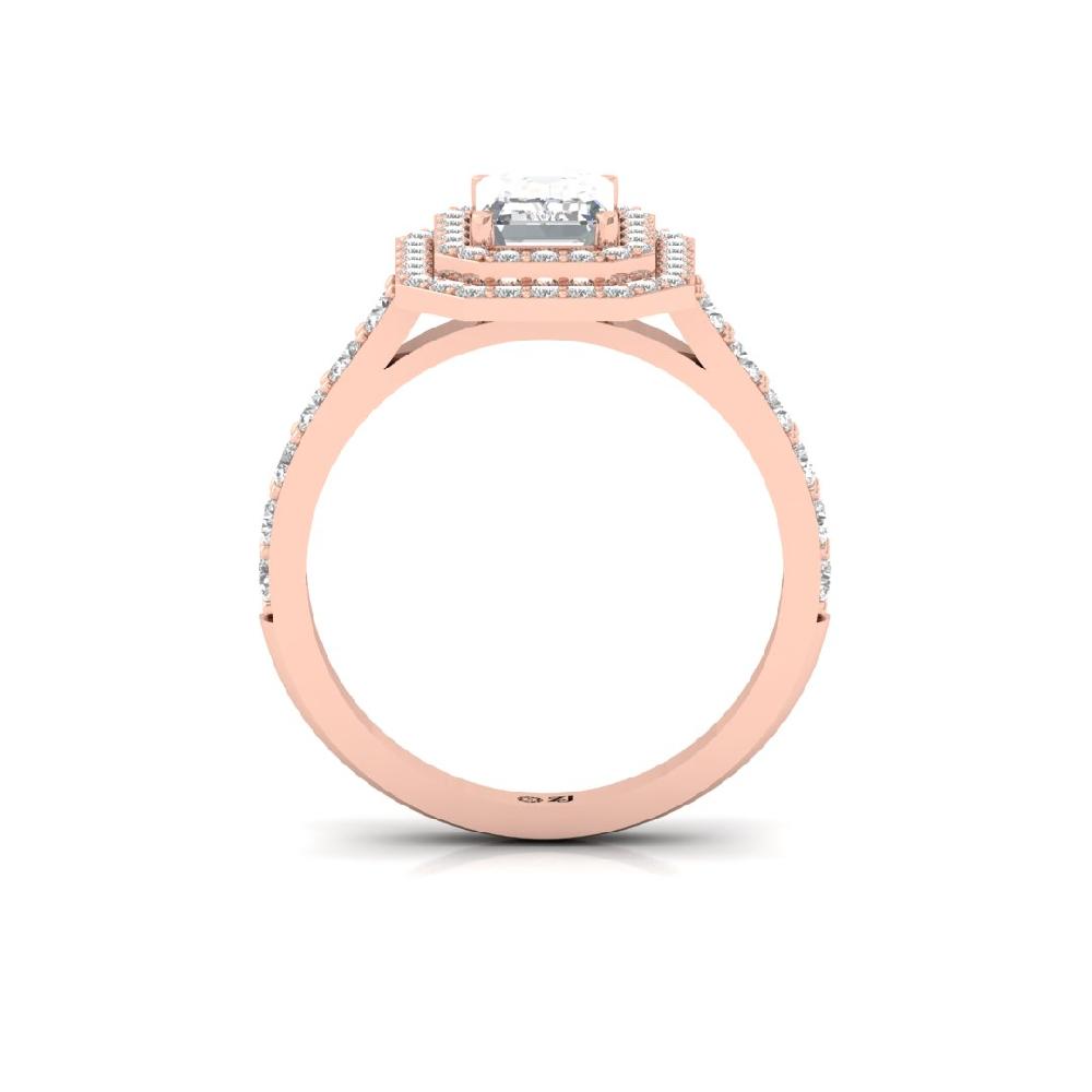 Round Cut, Emerald Cut, Prong Setting Halo Solitaire CVD-Lab grown Diamond sliver Ring