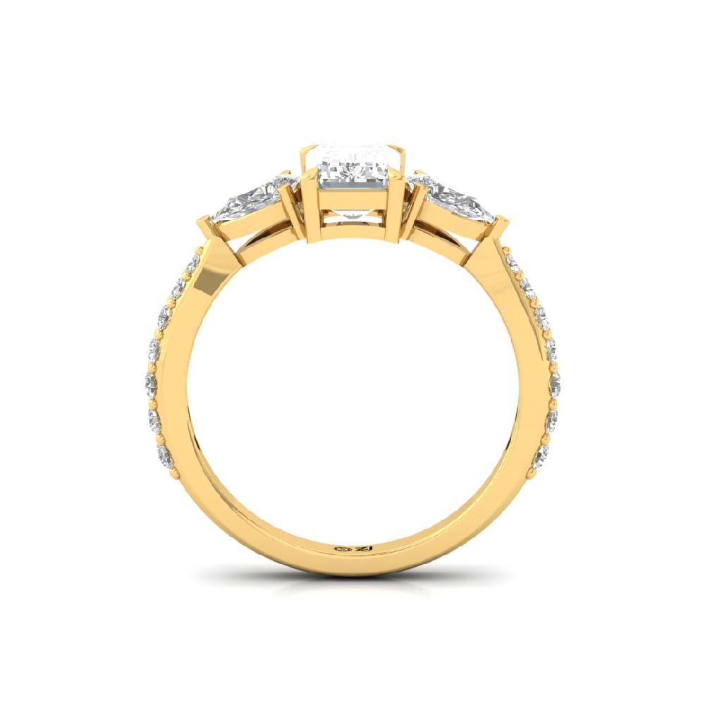 Emerald, Pear & Round CVD-Lab grown Diamond three stone Ring