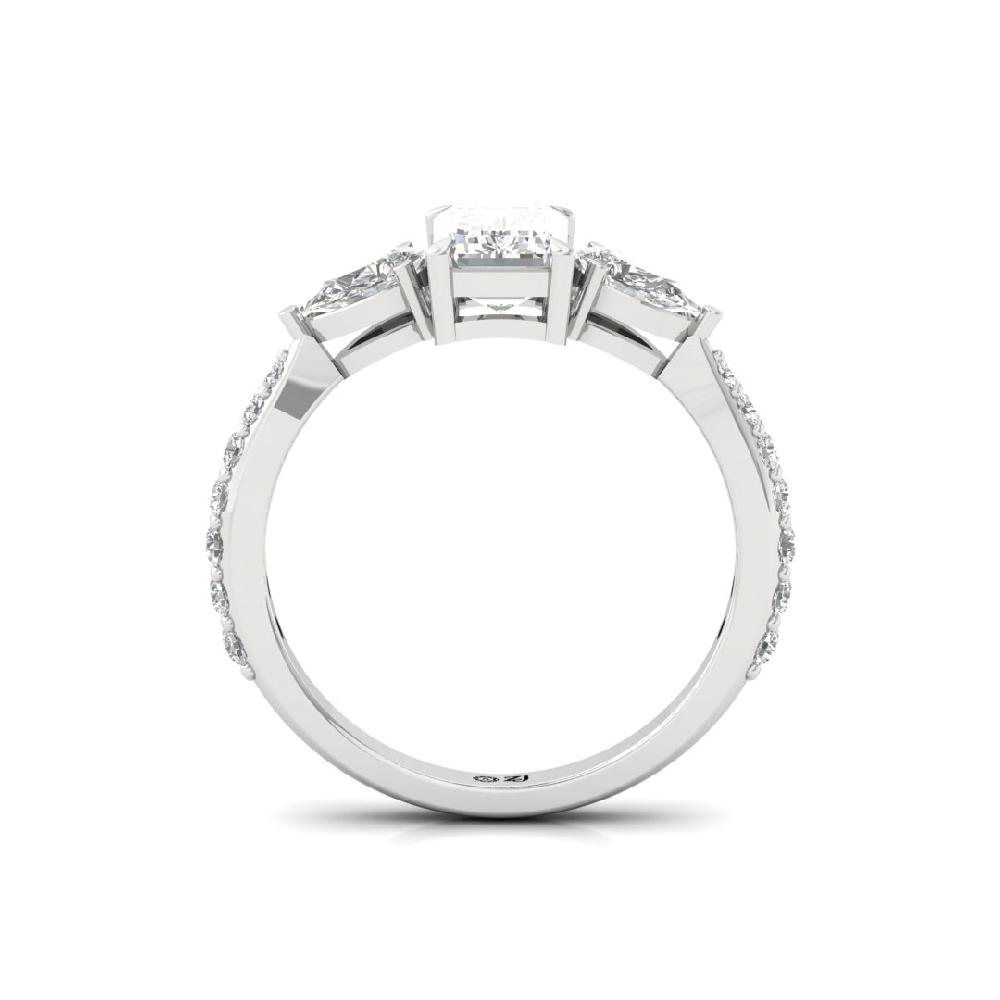 Emerald, Pear & Round CVD-Lab grown Diamond three stone Ring