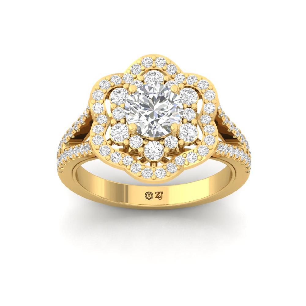 Solitaire , Round Cut CVD-Lab grown Diamond Halo 925 sliver Ring