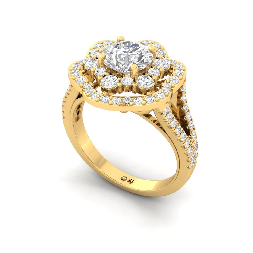 Solitaire , Round Cut CVD-Lab grown Diamond Halo 925 sliver Ring
