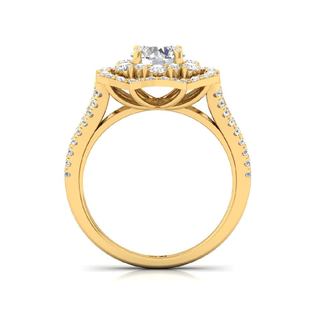 Solitaire , Round Cut CVD-Lab grown Diamond Halo 925 sliver Ring