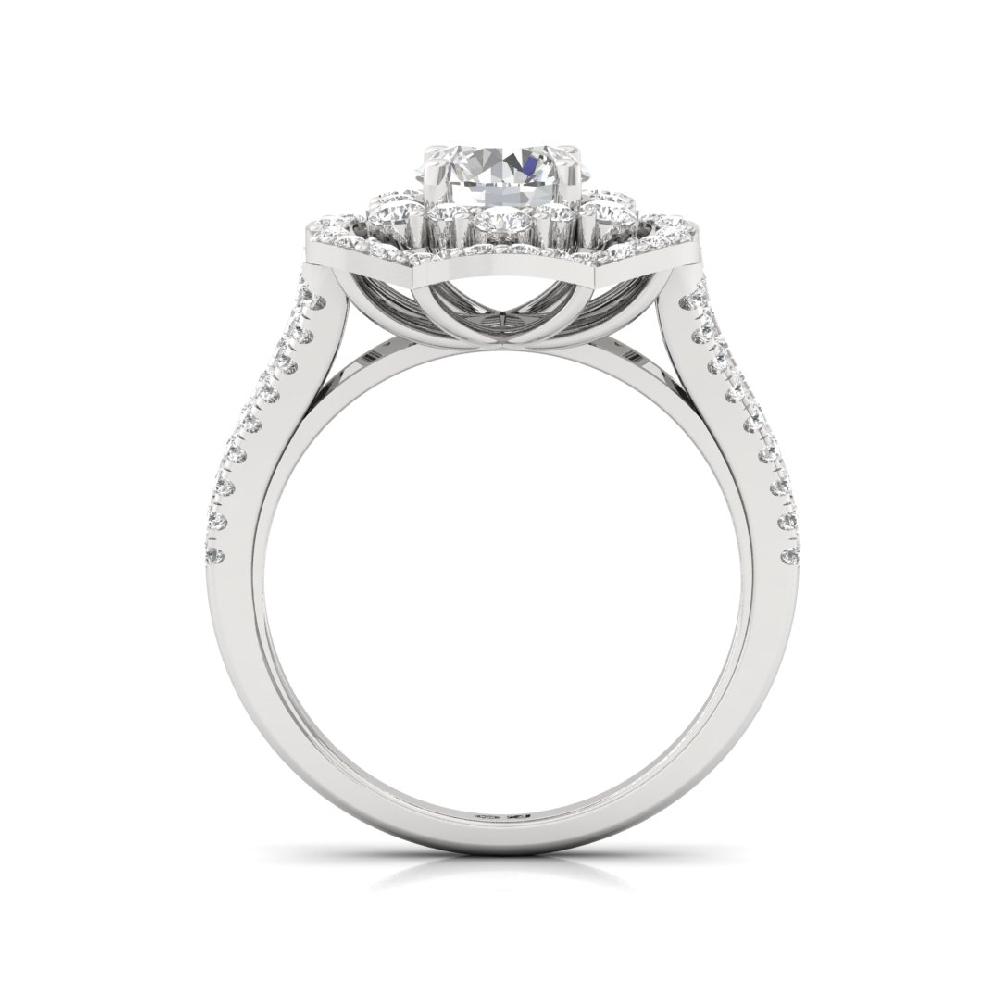 Solitaire , Round Cut CVD-Lab grown Diamond Halo 925 sliver Ring