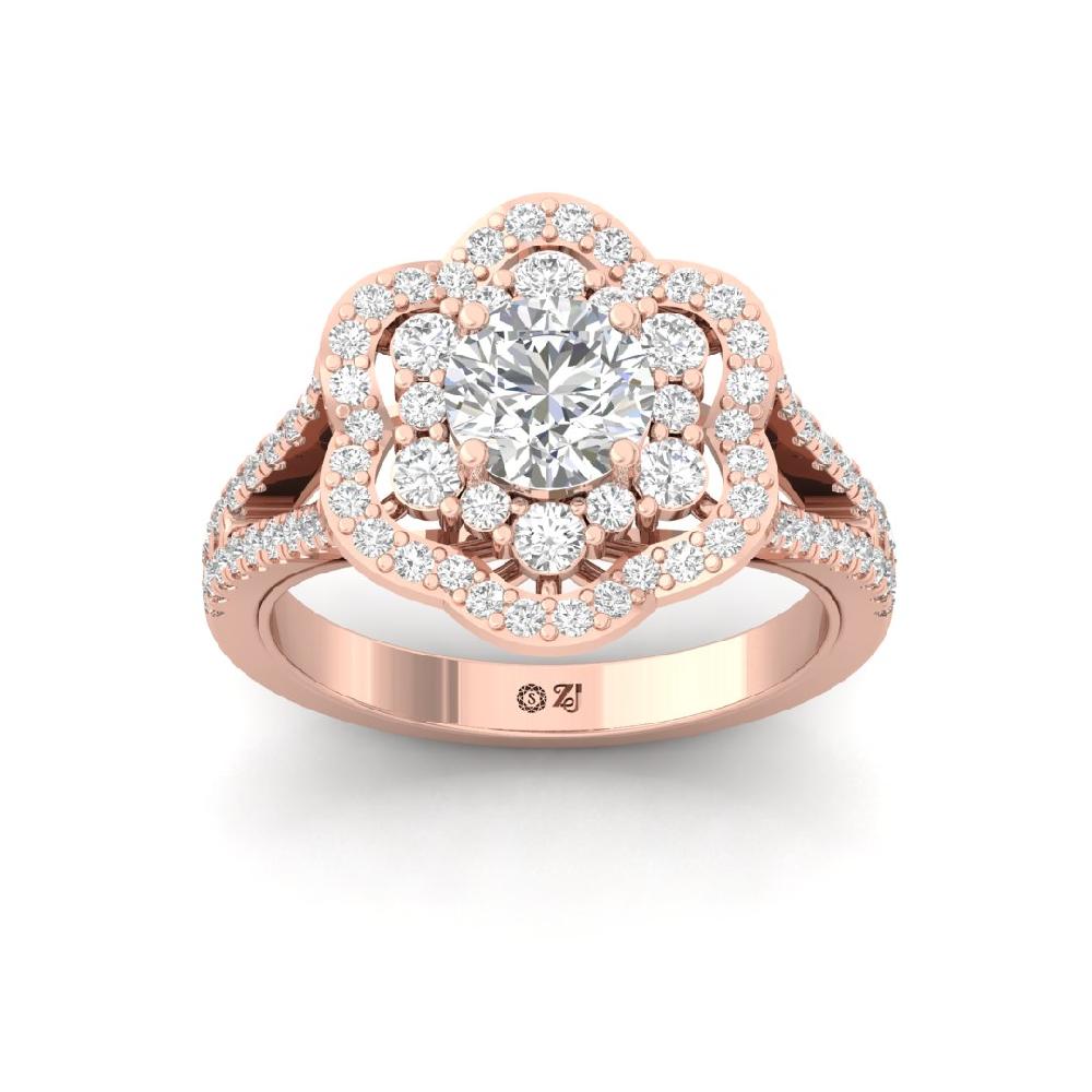 Solitaire , Round Cut CVD-Lab grown Diamond Halo 925 sliver Ring