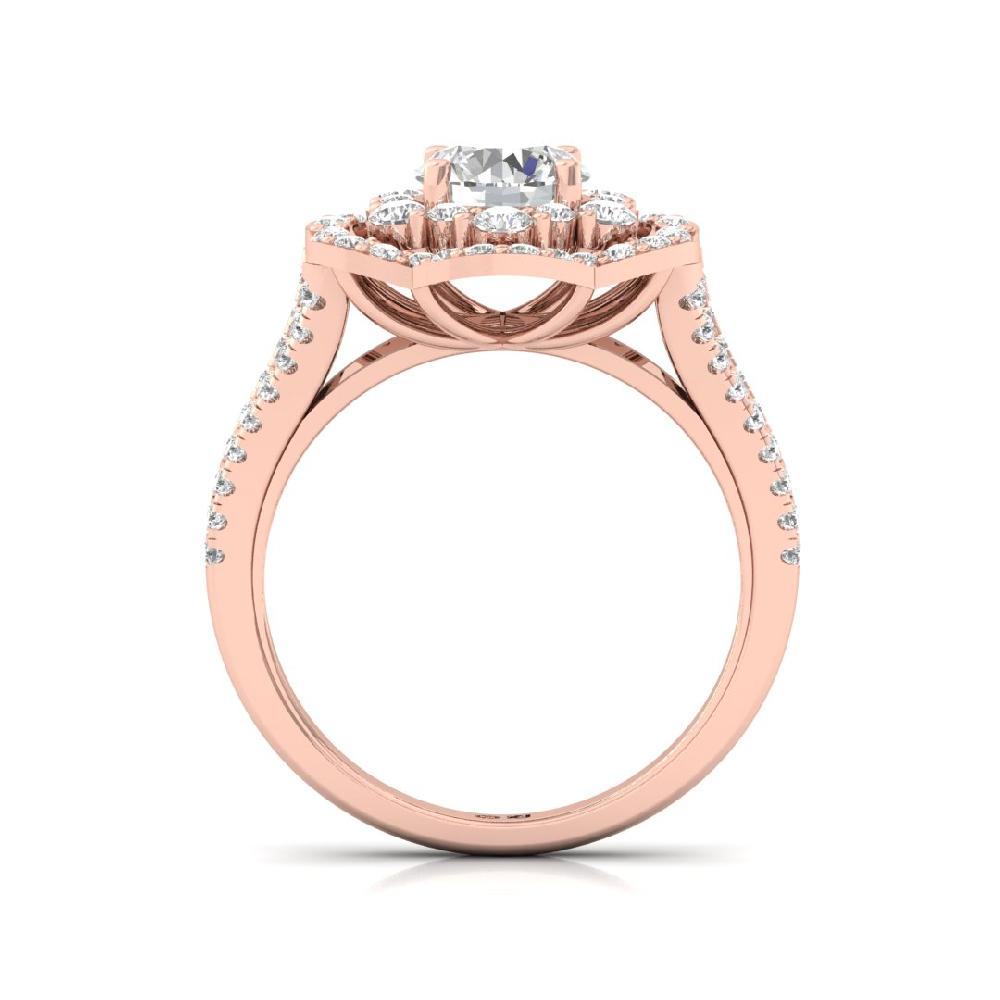 Solitaire , Round Cut CVD-Lab grown Diamond Halo 925 sliver Ring