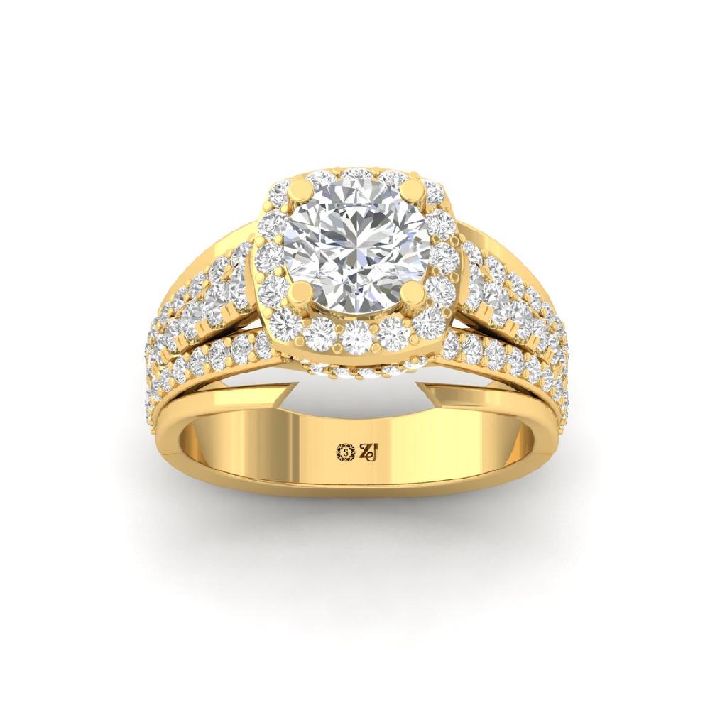 Multi-Round CVD Diamond Halo 925 silver Ring