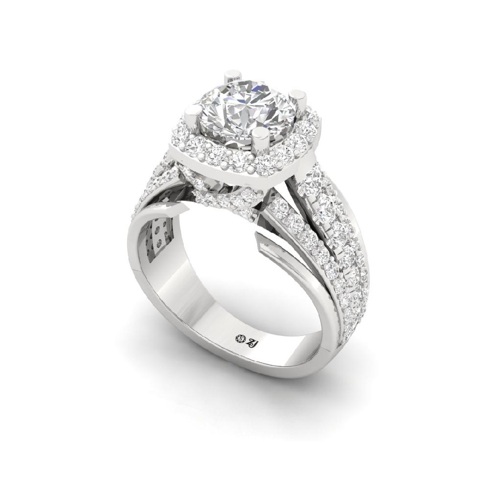 Multi-Round CVD Diamond Halo 925 silver Ring