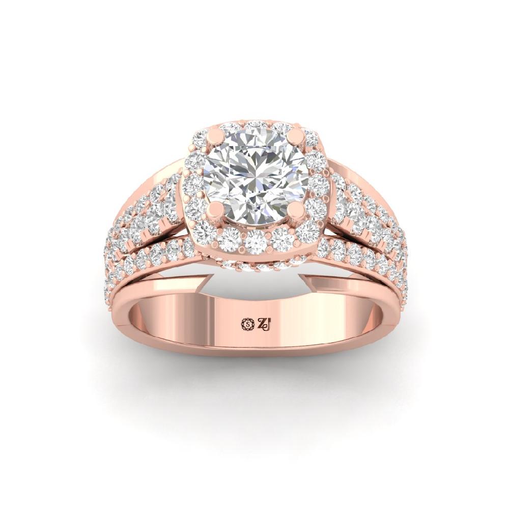 Multi-Round CVD Diamond Halo 925 silver Ring