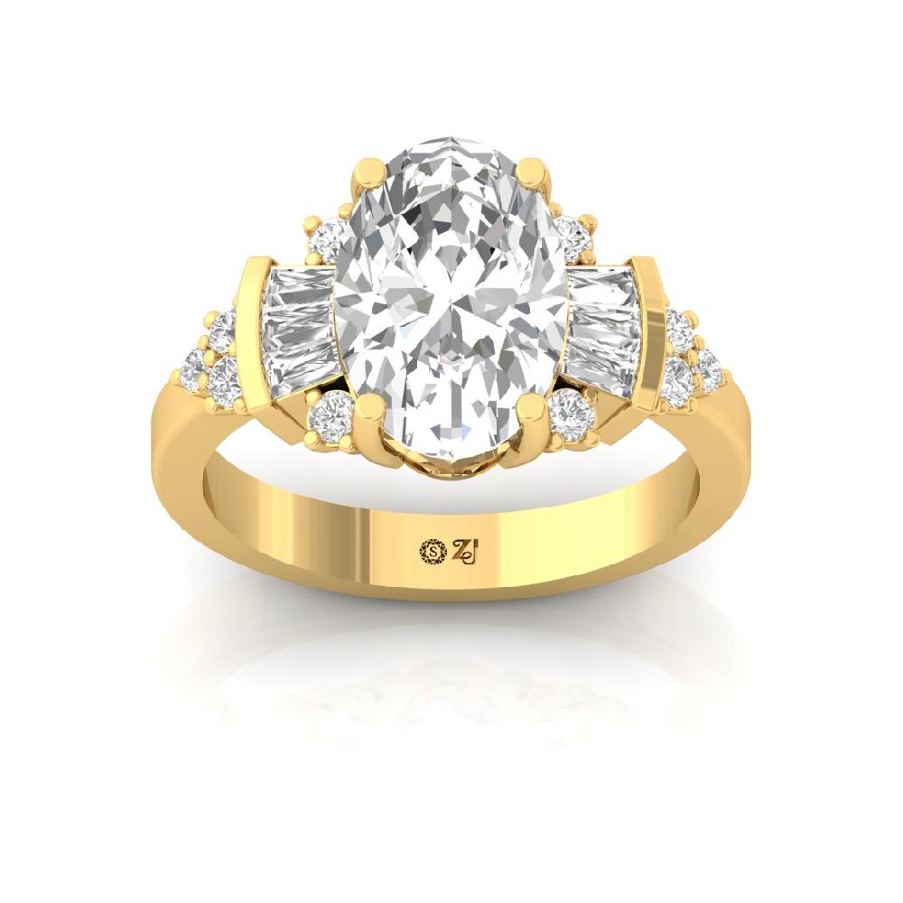 Multi-Cut Oval & Baguette Lab grown Diamond Ring