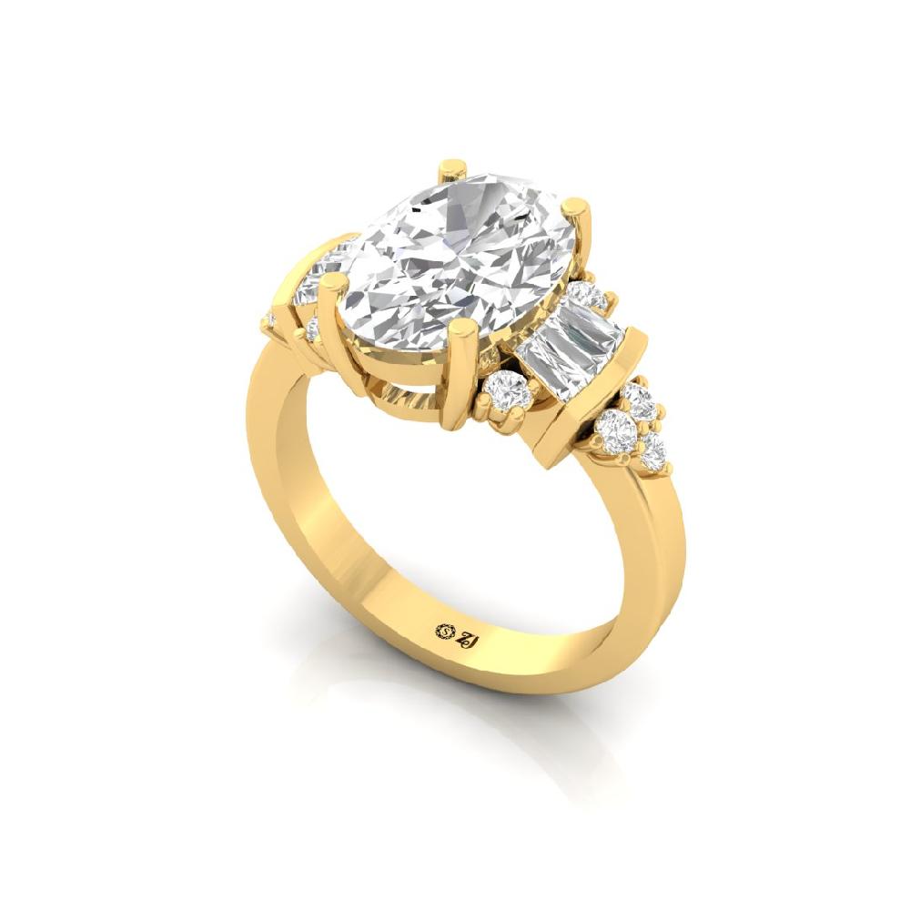 Multi-Cut Oval & Baguette Lab grown Diamond Ring