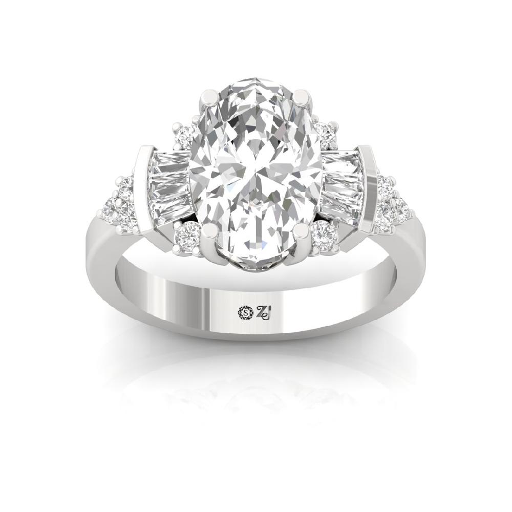Multi-Cut Oval & Baguette Lab grown Diamond Ring