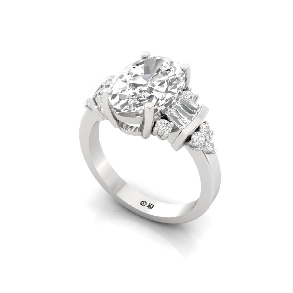 Multi-Cut Oval & Baguette Lab grown Diamond Ring