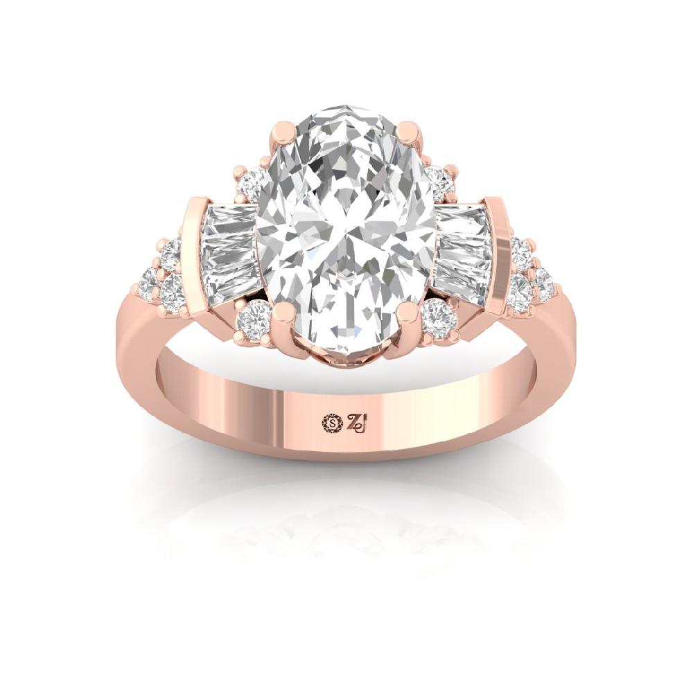 Multi-Cut Oval & Baguette Lab grown Diamond Ring