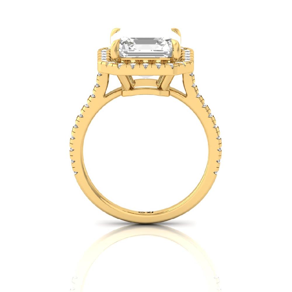 Emerald Square & Round Lab grown Diamond Halo Solitaire Ring