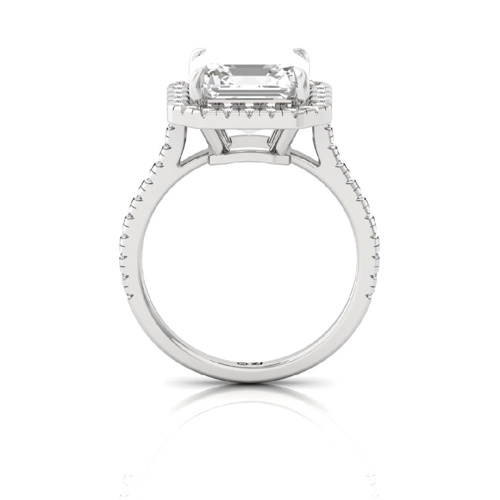 Emerald Square & Round Lab grown Diamond Halo Solitaire Ring