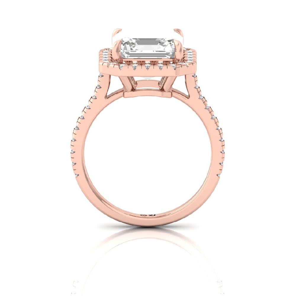 Emerald Square & Round Lab grown Diamond Halo Solitaire Ring