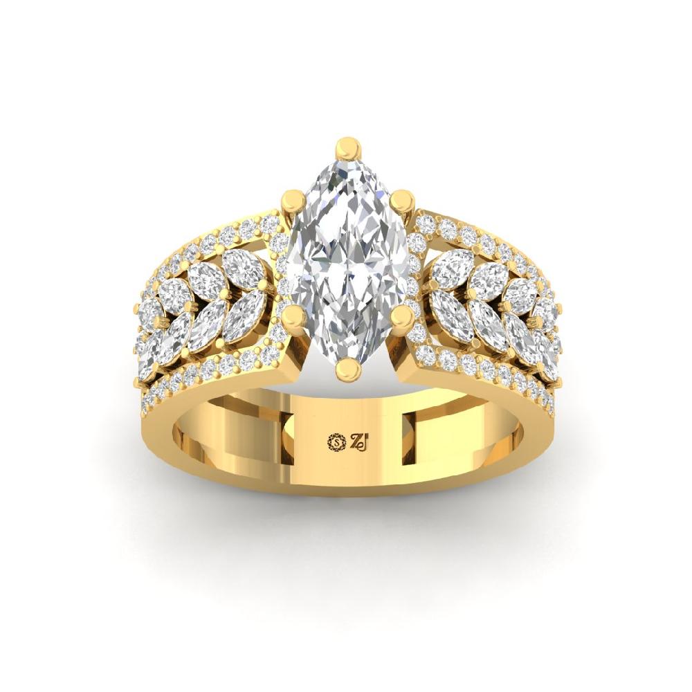 Marquise & Multi-Cut Lab grown Diamond sliver Ring