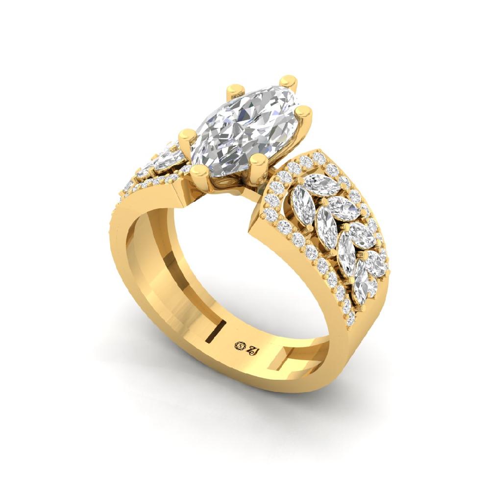 Marquise & Multi-Cut Lab grown Diamond sliver Ring