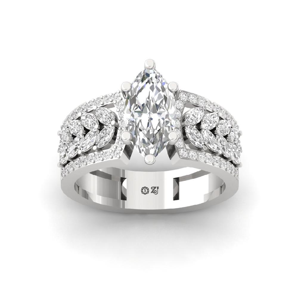Marquise & Multi-Cut Lab grown Diamond sliver Ring
