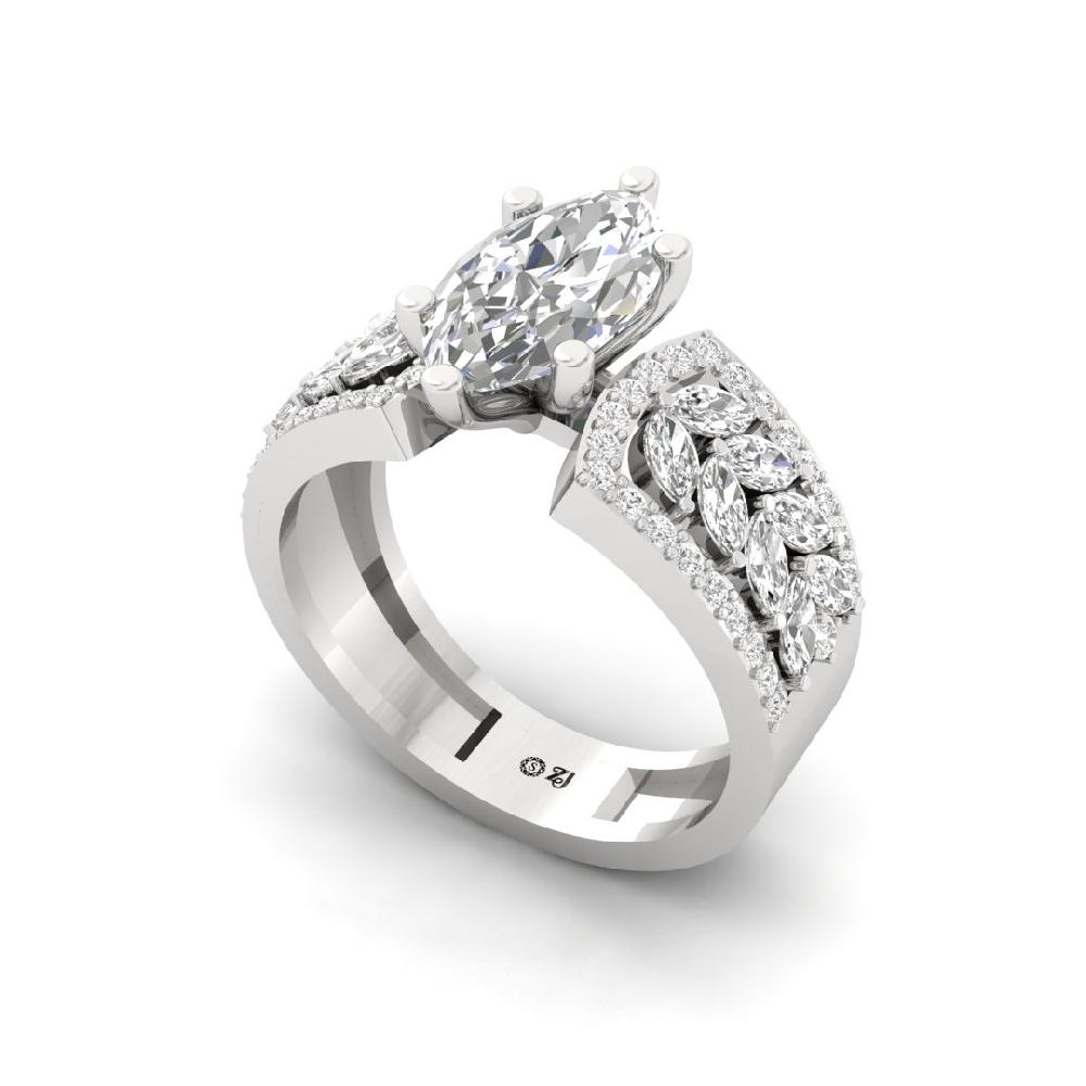 Marquise & Multi-Cut Lab grown Diamond sliver Ring