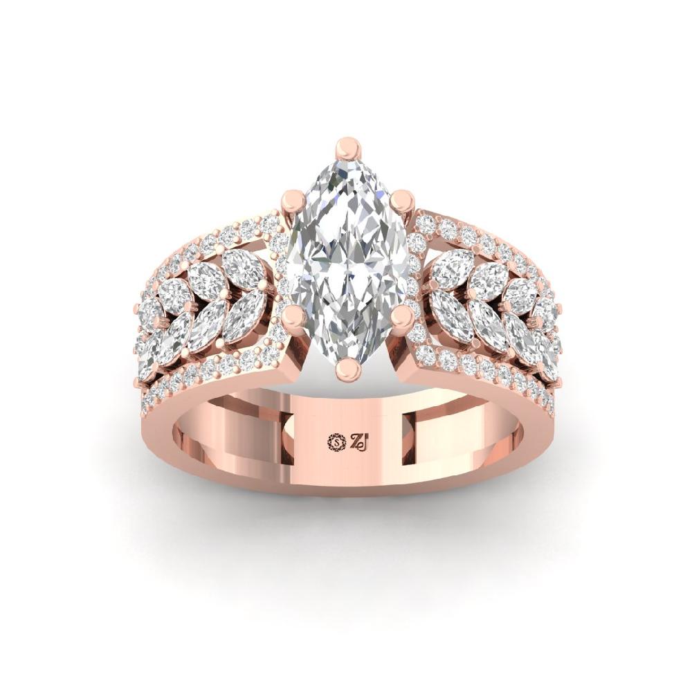 Marquise & Multi-Cut Lab grown Diamond sliver Ring