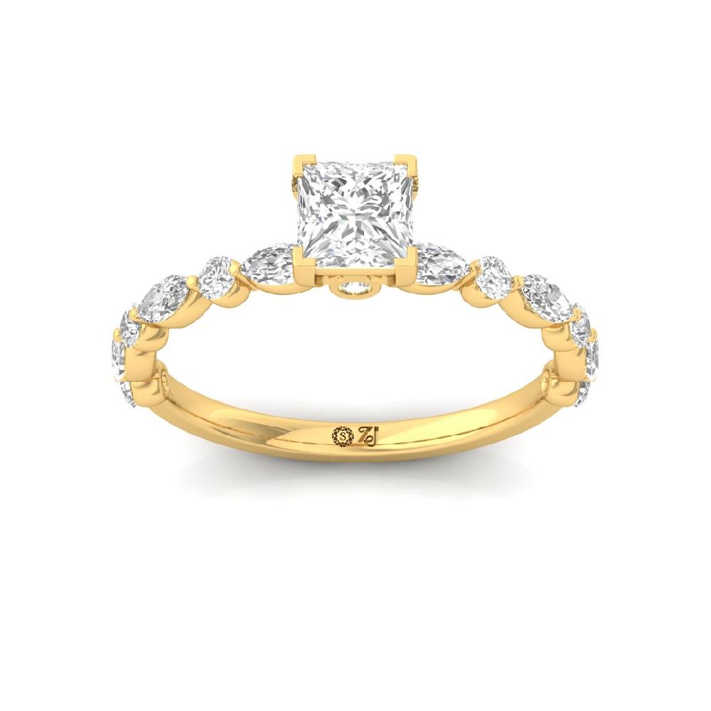 Elegance Marquise & Princess-Cut CVD-Lab Grown Diamond Solitaire Ring