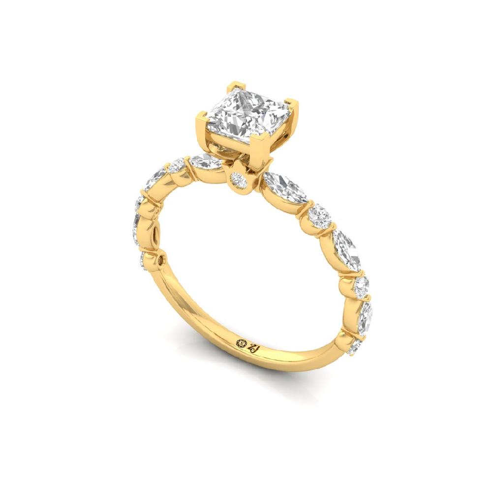 Elegance Marquise & Princess-Cut CVD-Lab Grown Diamond Solitaire Ring