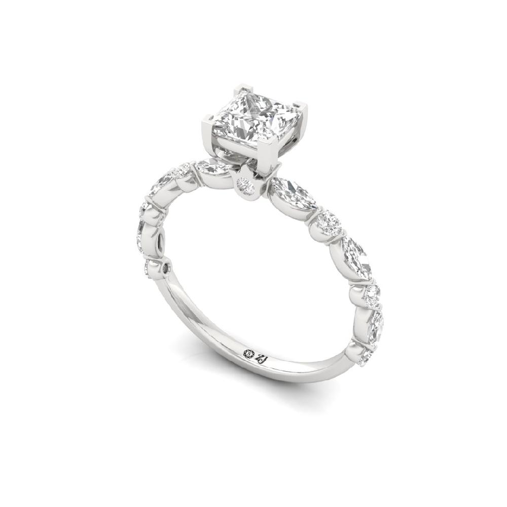 Elegance Marquise & Princess-Cut CVD-Lab Grown Diamond Solitaire Ring